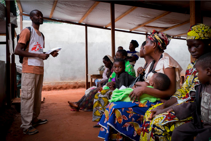 MSF personnel host community meeting