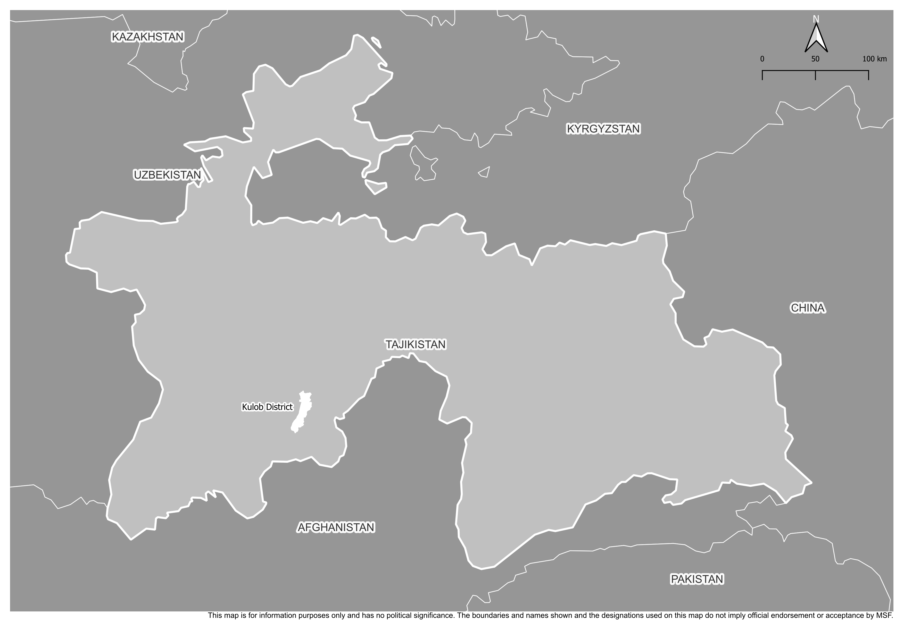Fig 1 The map highlights the Kulob District in the southwest of Tajikistan. Fig 1 The map highlights the Kulob District in the southwest of Tajikistan.